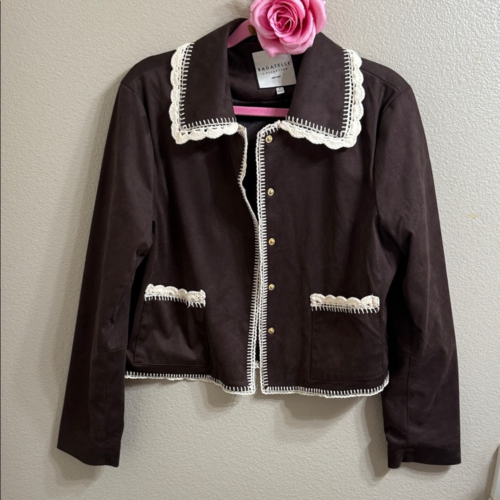 Bagatelle Dark Brown Jacket with Cream Detailing